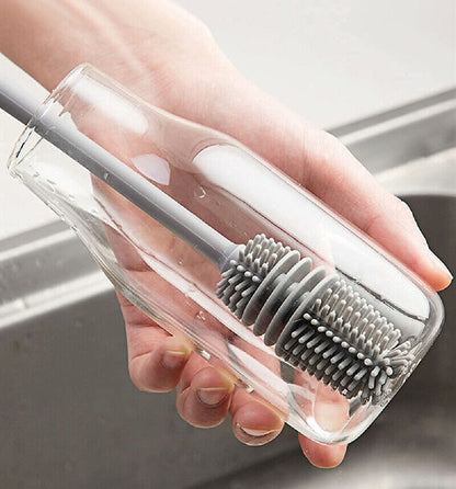 Bottle Cleaning Brush Silicone Long Handle, Water Bottle, Containers, Vase and Glass, Bottle Cleaner for Kitchen
