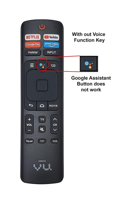 Original Remote Control Compatible for Rem ote Compatible with VU LED Smart TV 4k Without Voice Command with Netflix & hot Keys (Please Match The Image with Your Old Rem ote) (Vu 69v Non Voice)