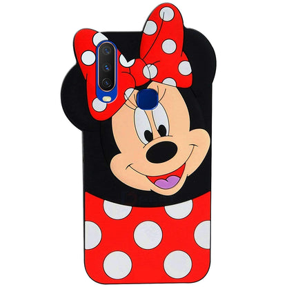 Mickey Mouse Case Cover for Vivo Y19 -|3D Cute Printed | Soft Silicone Rubber Back Cover Compatible with Vivo Y19 (Black)