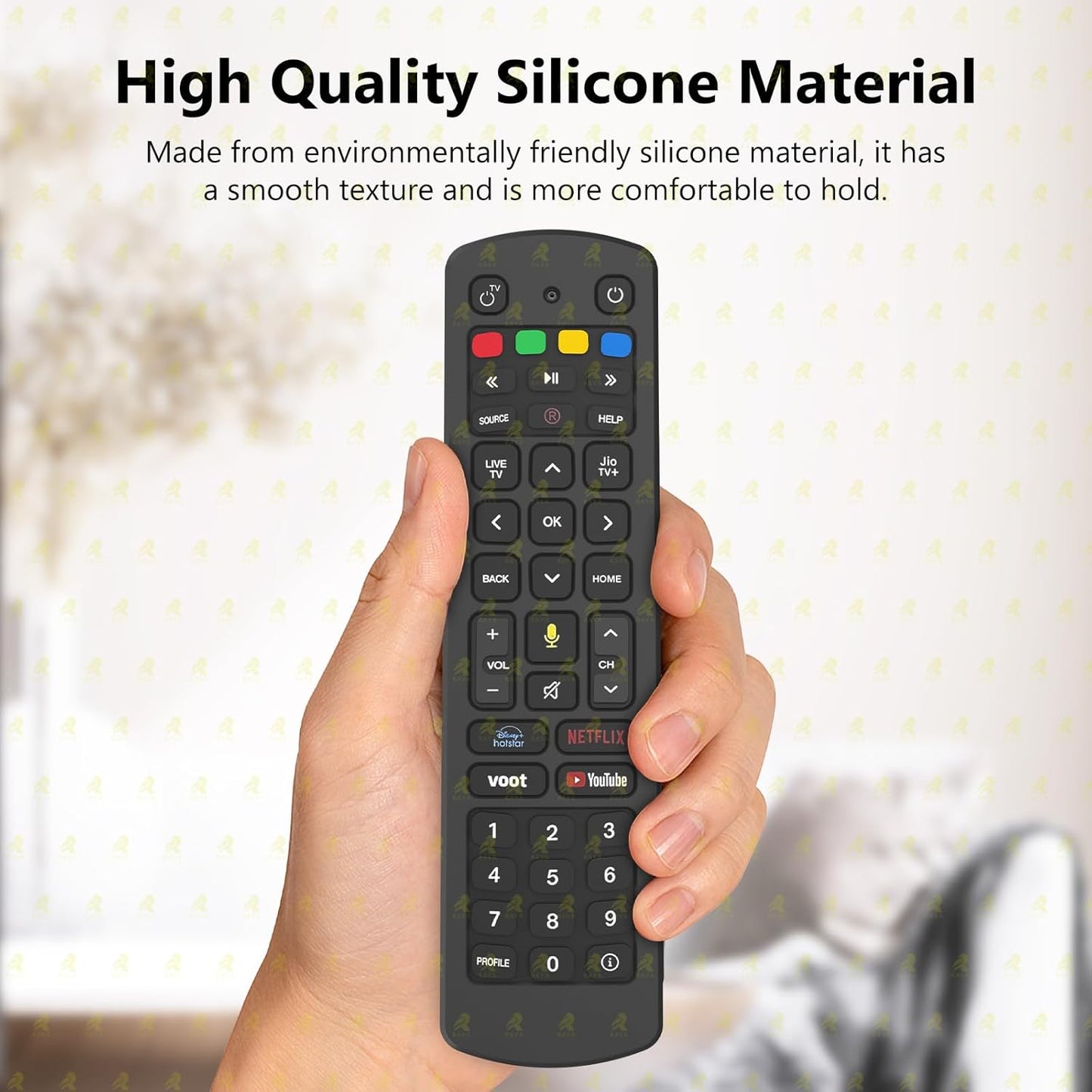Silicone Cover Compatible with Jio Tv Set Top Box Remote Protective Case with Lanyard [ Remote NOT Included ] (Black)