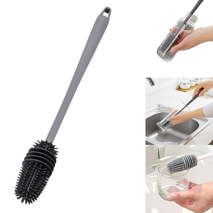 Bottle Cleaning Brush Silicone Long Handle, Water Bottle, Containers, Vase and Glass, Bottle Cleaner for Kitchen