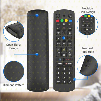 Silicone Cover Compatible with Jio Tv Set Top Box Remote Protective Case with Lanyard [ Remote NOT Included ] (Black)