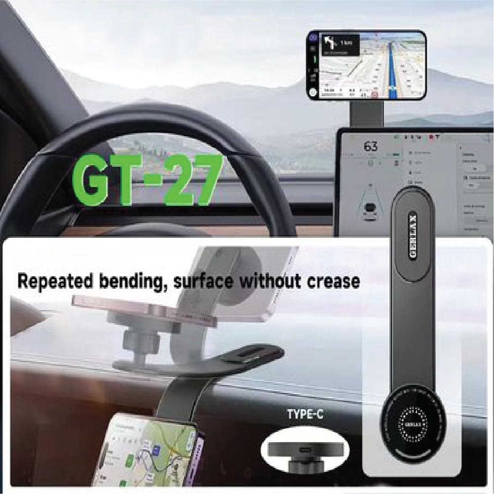 Gerlax® Wireless Car Charger Mount – 15W Fast Charging Phone Holder with Auto-Clamp, 360° Rotation, Type-C – Universal Fit for Dashboard