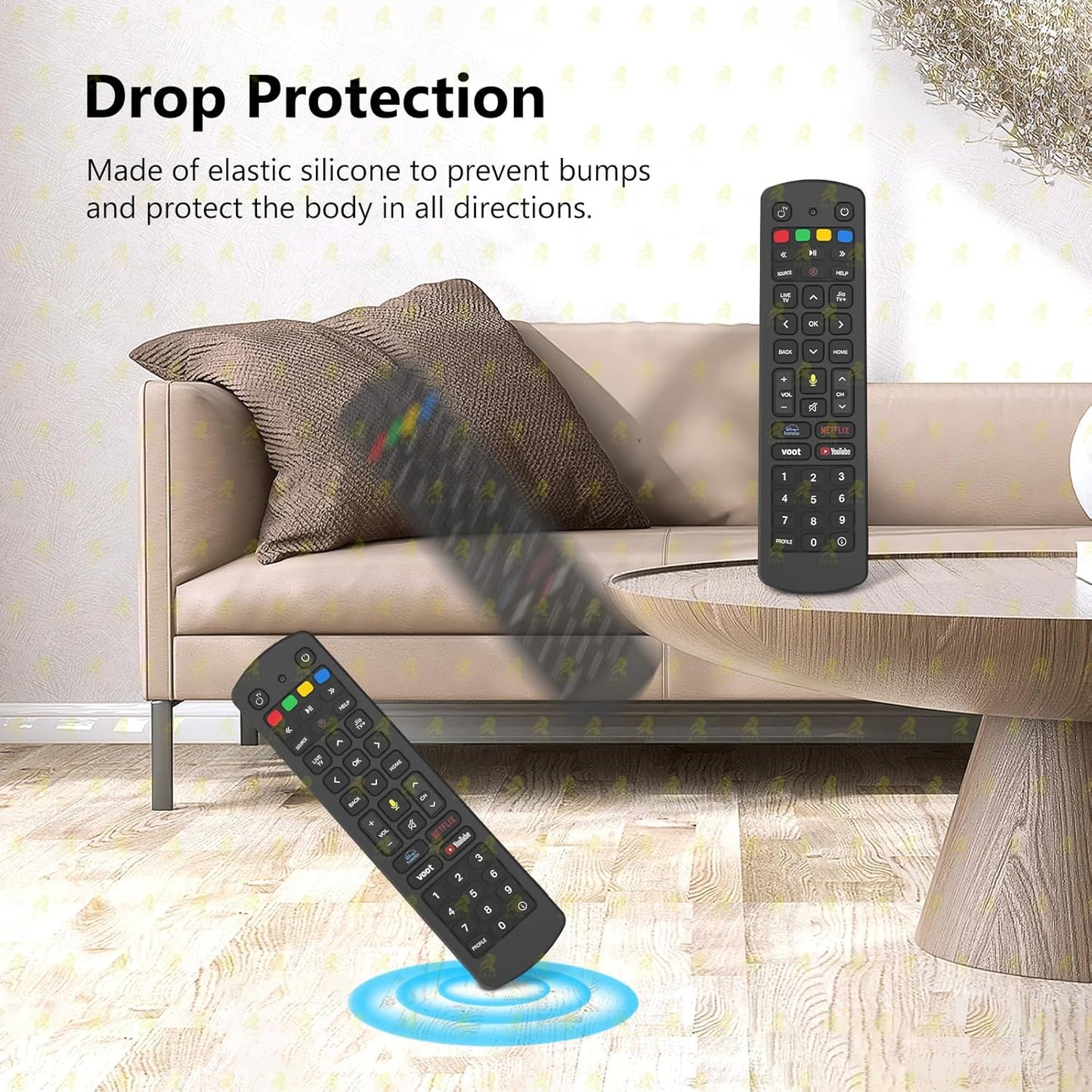 Silicone Cover Compatible with Jio Tv Set Top Box Remote Protective Case with Lanyard [ Remote NOT Included ] (Black)