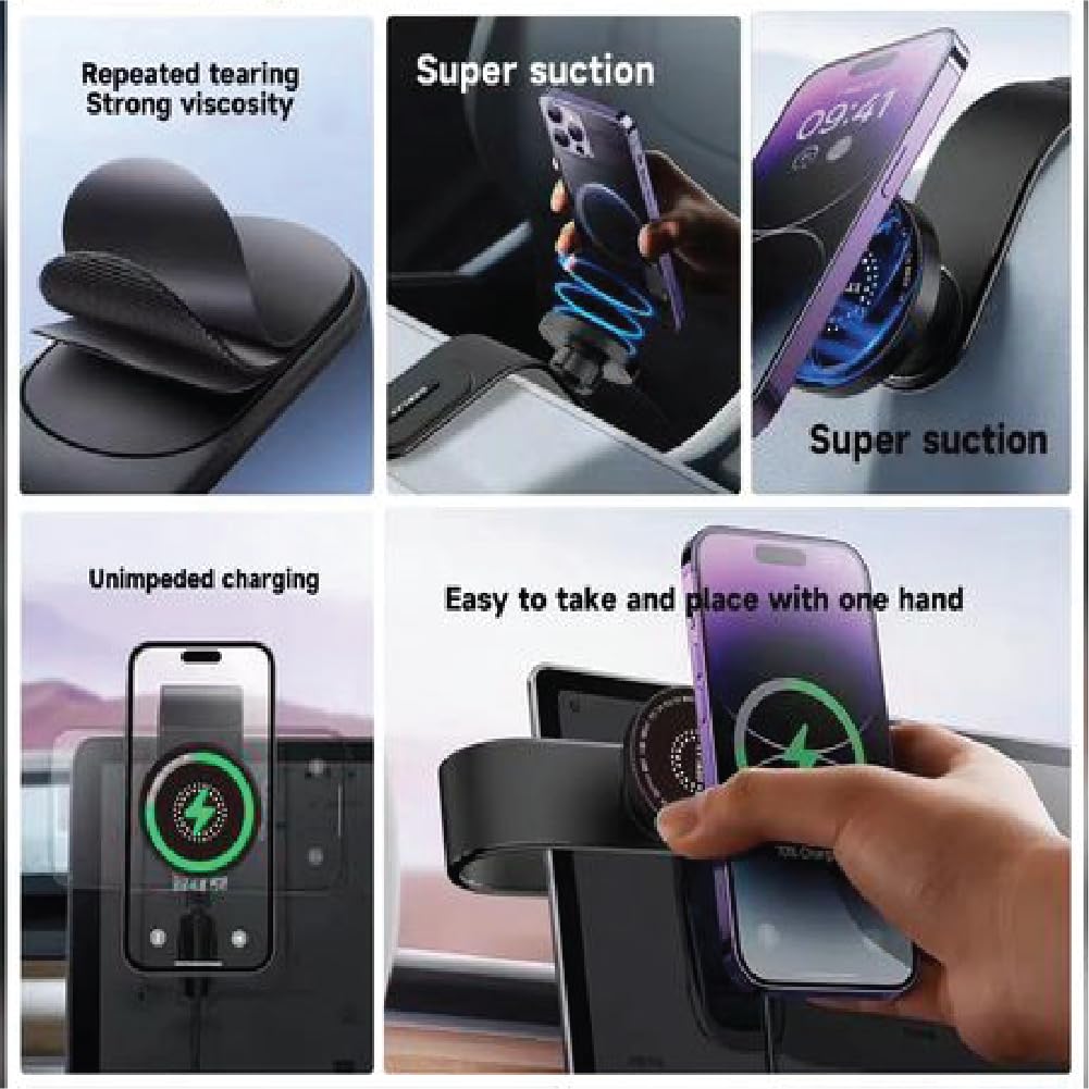 Gerlax® Wireless Car Charger Mount – 15W Fast Charging Phone Holder with Auto-Clamp, 360° Rotation, Type-C – Universal Fit for Dashboard