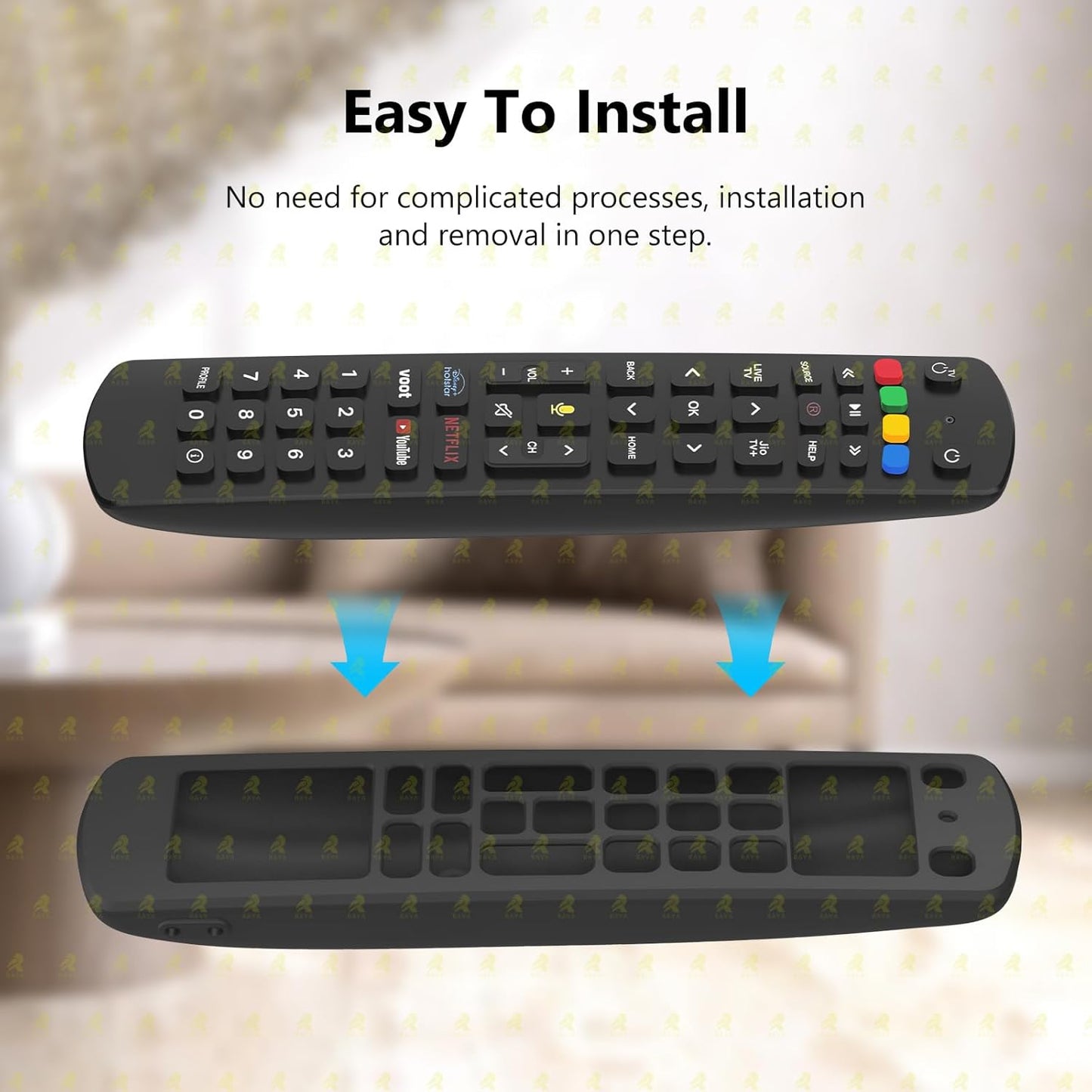 Silicone Cover Compatible with Jio Tv Set Top Box Remote Protective Case with Lanyard [ Remote NOT Included ] (Black)