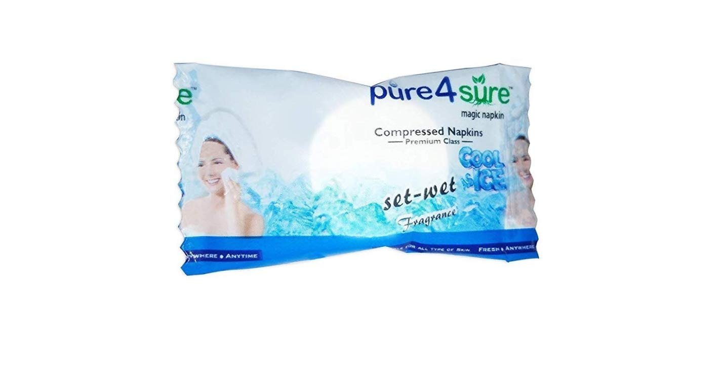 Pure 4 Sure Magic Tablet Napkin Compressed Tissue, Candy Pack of 10 Pieces - Flymaster Shop