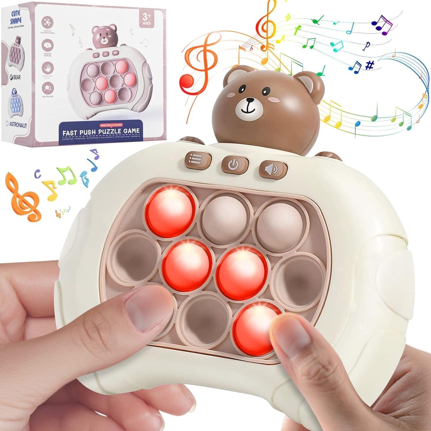 Quick Push Light Up Pop Game Fidget Toys for Adults and Kids | Squeeze Poppet Sensory Push Pop Memory Toy Party Favors Puzzle Game Fidget Console, Pack of 1 - Flymaster Shop