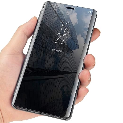 Realme 6 Pro Clear View Electroplate Mirror Protective Leather Flip Cover with Glass - Premium, Stylish, and Durable Case for Ultimate Protection and Functionality. - Flymaster ShopFlymaster ShopRK - FMC - RM - 6PRO