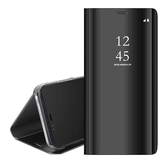 Realme 6 Pro Clear View Electroplate Mirror Protective Leather Flip Cover with Glass - Premium, Stylish, and Durable Case for Ultimate Protection and Functionality. - Flymaster ShopFlymaster ShopRK - FMC - RM - 6PRO