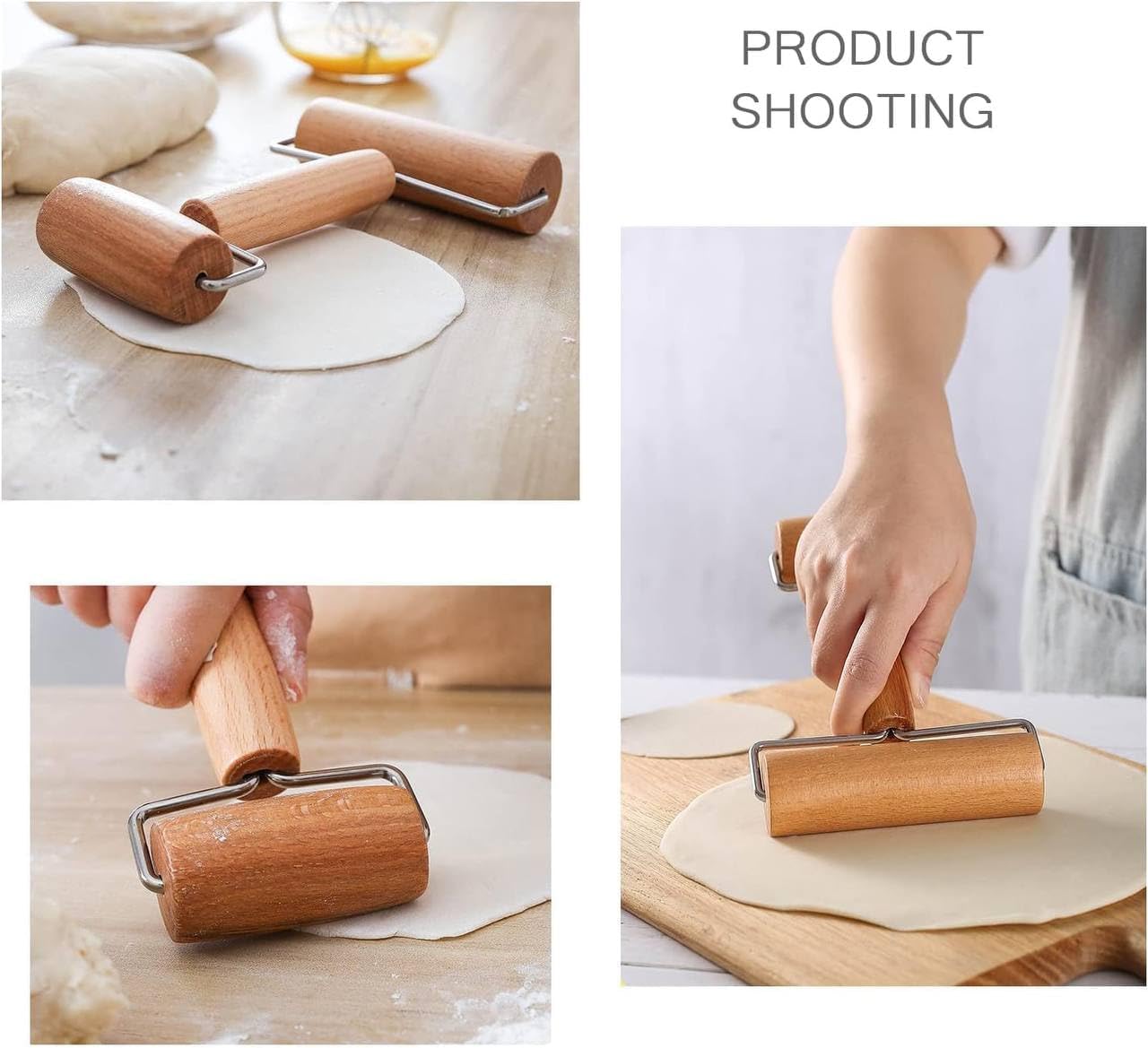 Rolling Pin Wooden Rolling Pin Kitchen Utensils for Baking Dough Pizza Cake Fondant Pie Pasta Biscuits Double Head - Flymaster Shop
