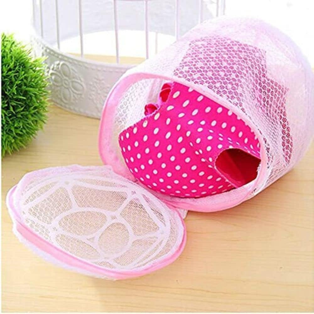 Round cloth washing Laundray bag washing net bag Pouch Mesh Laundry Bag with rust free zipper for Washing bra, socks and underwear, White, Pack of 1 - Flymaster Shop