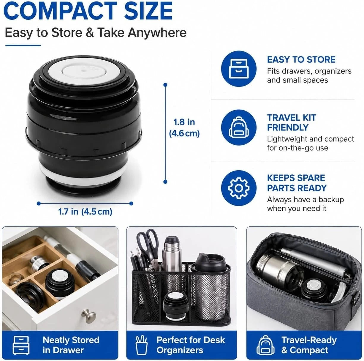Vacuum Flask Lid Cover 4.5cm Replacement for Thermosteel Bottle