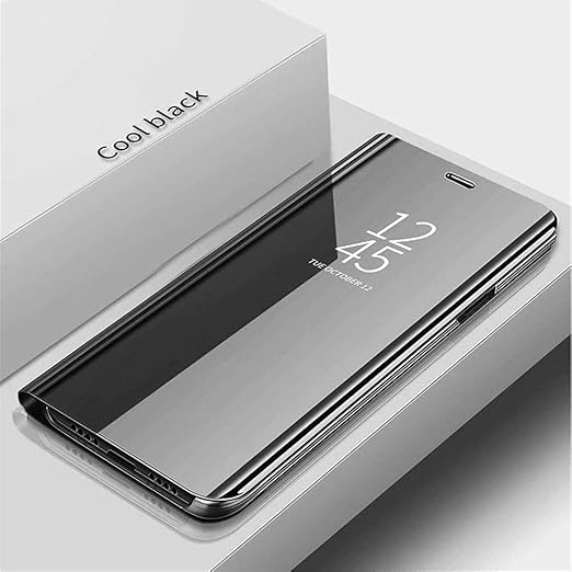Samsung Galaxy A72 Clear View Electroplate Mirror Protective Leather Flip Cover with Glass - Premium, Stylish, and Durable Case for Ultimate Protection and Functionality - Flymaster Shop