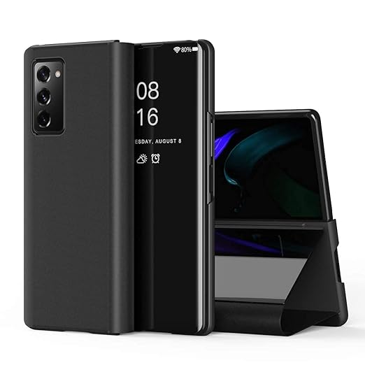 Samsung Galaxy A72 Clear View Electroplate Mirror Protective Leather Flip Cover with Glass - Premium, Stylish, and Durable Case for Ultimate Protection and Functionality - Flymaster ShopFlymaster ShopRK - FMC - SM - A72