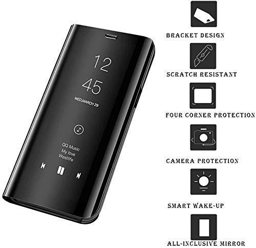 Samsung Galaxy A72 Clear View Electroplate Mirror Protective Leather Flip Cover with Glass - Premium, Stylish, and Durable Case for Ultimate Protection and Functionality - Flymaster Shop