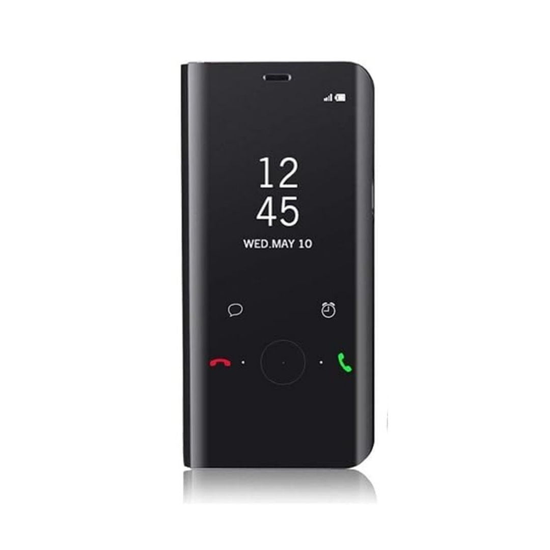 Samsung J3 Clear View Electroplate Mirror Protective Leather Flip Cover with Glass - Premium, Stylish, and Durable Case for Ultimate Protection and Functionality. - Flymaster Shop