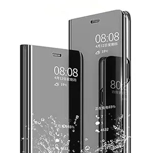 Samsung J3 Clear View Electroplate Mirror Protective Leather Flip Cover with Glass - Premium, Stylish, and Durable Case for Ultimate Protection and Functionality. - Flymaster Shop