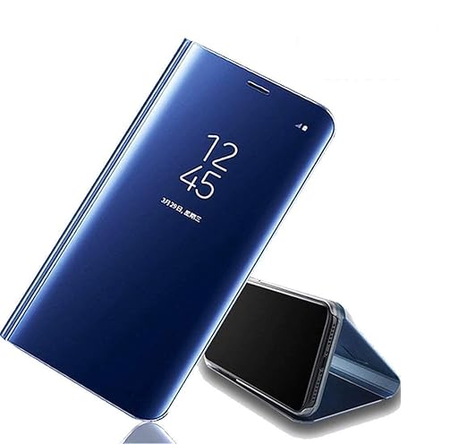Samsung J3 Clear View Electroplate Mirror Protective Leather Flip Cover with Glass - Premium, Stylish, and Durable Case for Ultimate Protection and Functionality. - Flymaster Shop