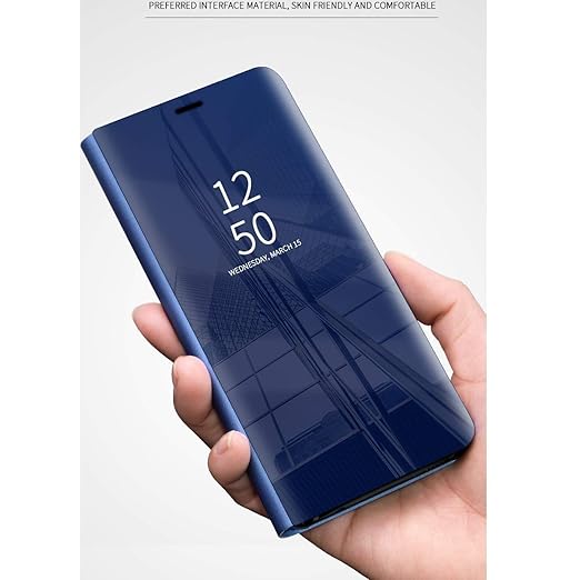 Samsung J3 Clear View Electroplate Mirror Protective Leather Flip Cover with Glass - Premium, Stylish, and Durable Case for Ultimate Protection and Functionality. - Flymaster Shop