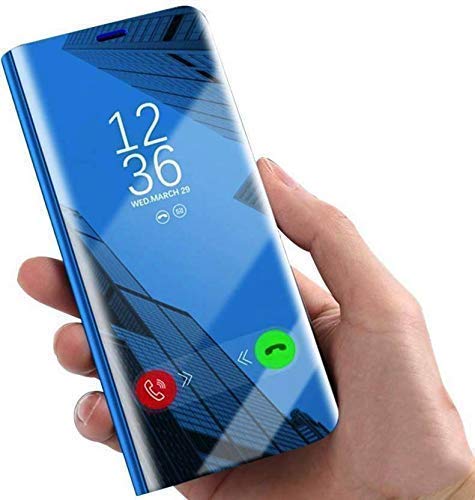 Samsung M42 Clear View Electroplate Mirror Protective Leather Flip Cover with Glass - Premium, Stylish, and Durable Case for Ultimate Protection and Functionality. - Flymaster Shop