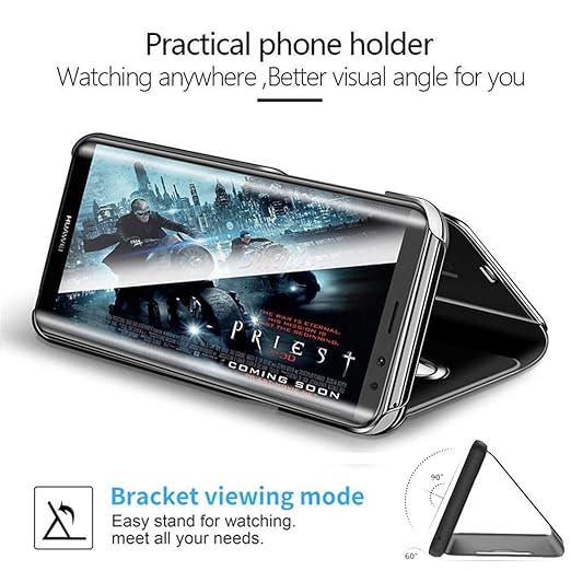 Samsung M42 Clear View Electroplate Mirror Protective Leather Flip Cover with Glass - Premium, Stylish, and Durable Case for Ultimate Protection and Functionality. - Flymaster Shop