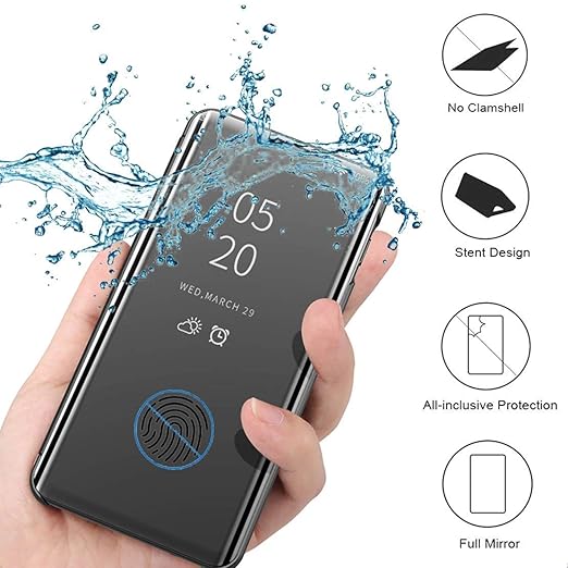 Samsung M42 Clear View Electroplate Mirror Protective Leather Flip Cover with Glass - Premium, Stylish, and Durable Case for Ultimate Protection and Functionality. - Flymaster Shop