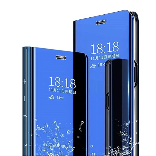 Samsung M42 Clear View Electroplate Mirror Protective Leather Flip Cover with Glass - Premium, Stylish, and Durable Case for Ultimate Protection and Functionality. - Flymaster Shop