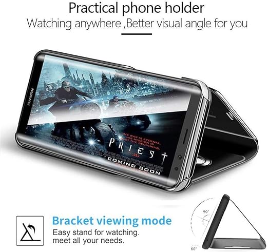 Samsung S6 Edge Clear View Electroplate Mirror Protective Leather Flip Cover with Glass - Premium, Stylish, and Durable Case for Ultimate Protection and Functionality. - Flymaster Shop