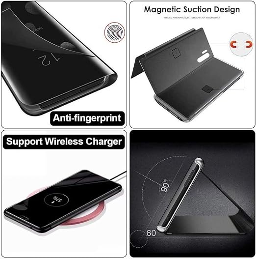 Samsung S6 Edge Clear View Electroplate Mirror Protective Leather Flip Cover with Glass - Premium, Stylish, and Durable Case for Ultimate Protection and Functionality. - Flymaster Shop