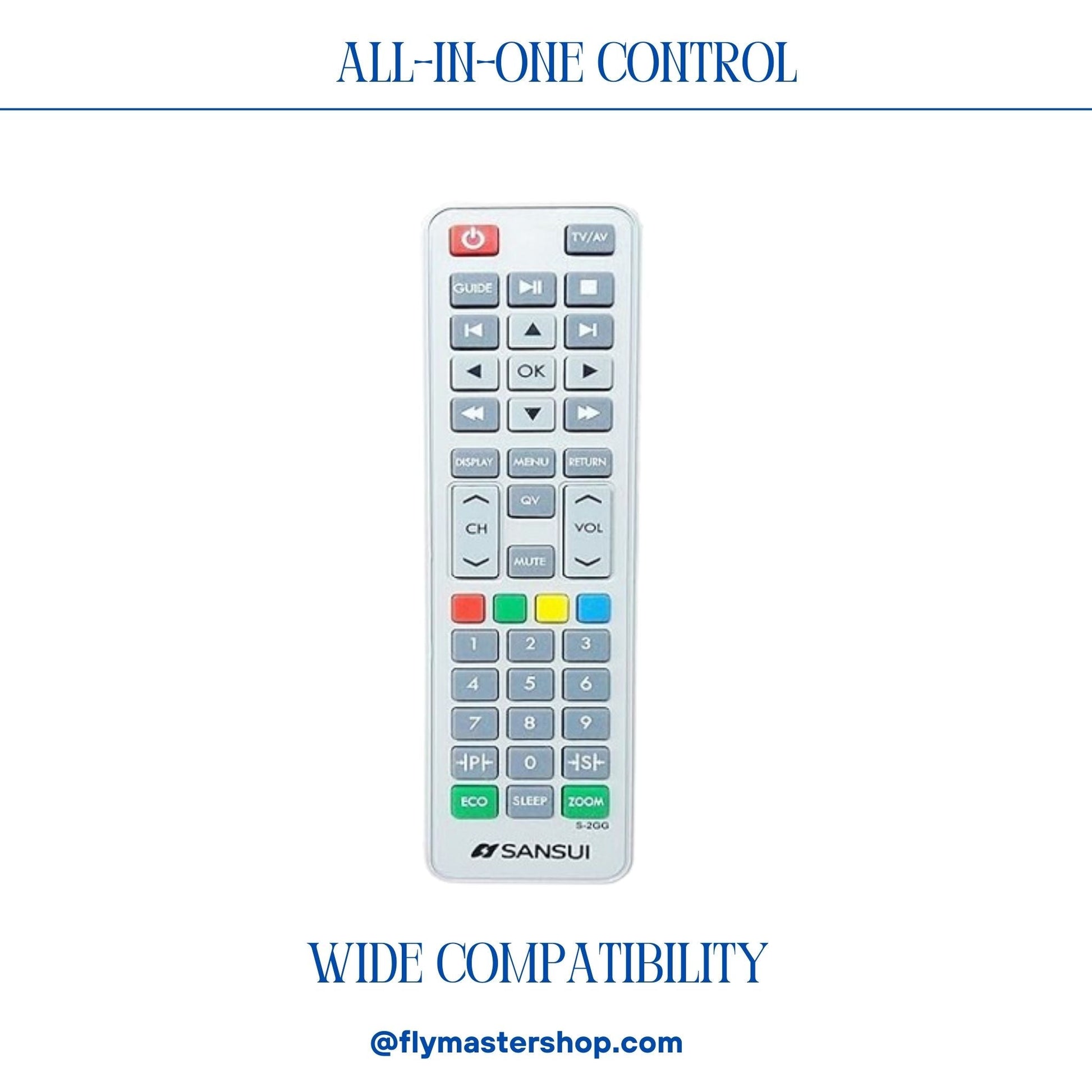 Sansui TV Remote Control S-2Gg – Perfect Replacement for LED & LCD Models. - Flymaster Shop