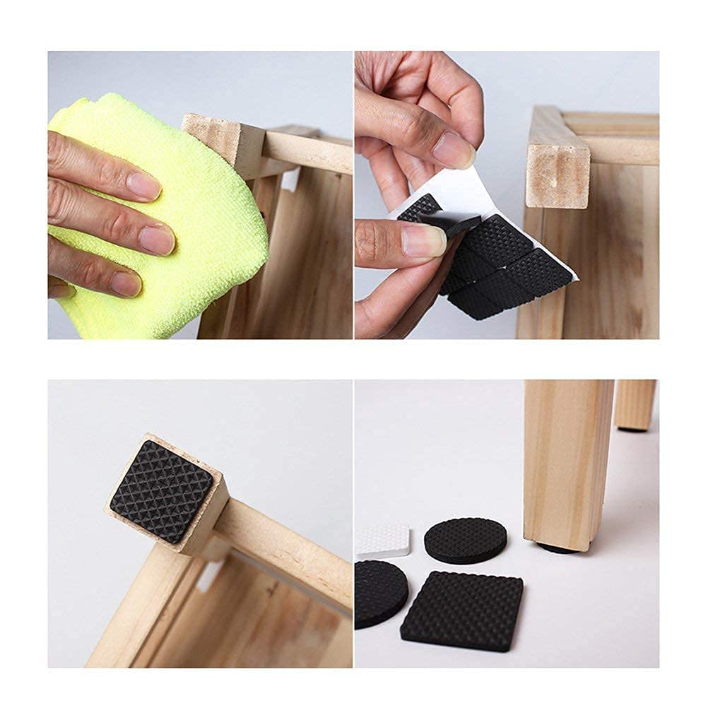 Self Adhesive Round Rubber Floor Protector Non Slip Furniture Pads, Sofa, Bed, Table, Cabinet, Dining Chairs Balance Pad Noise Insulation Pad (Square-9pcs) - Flymaster Shop