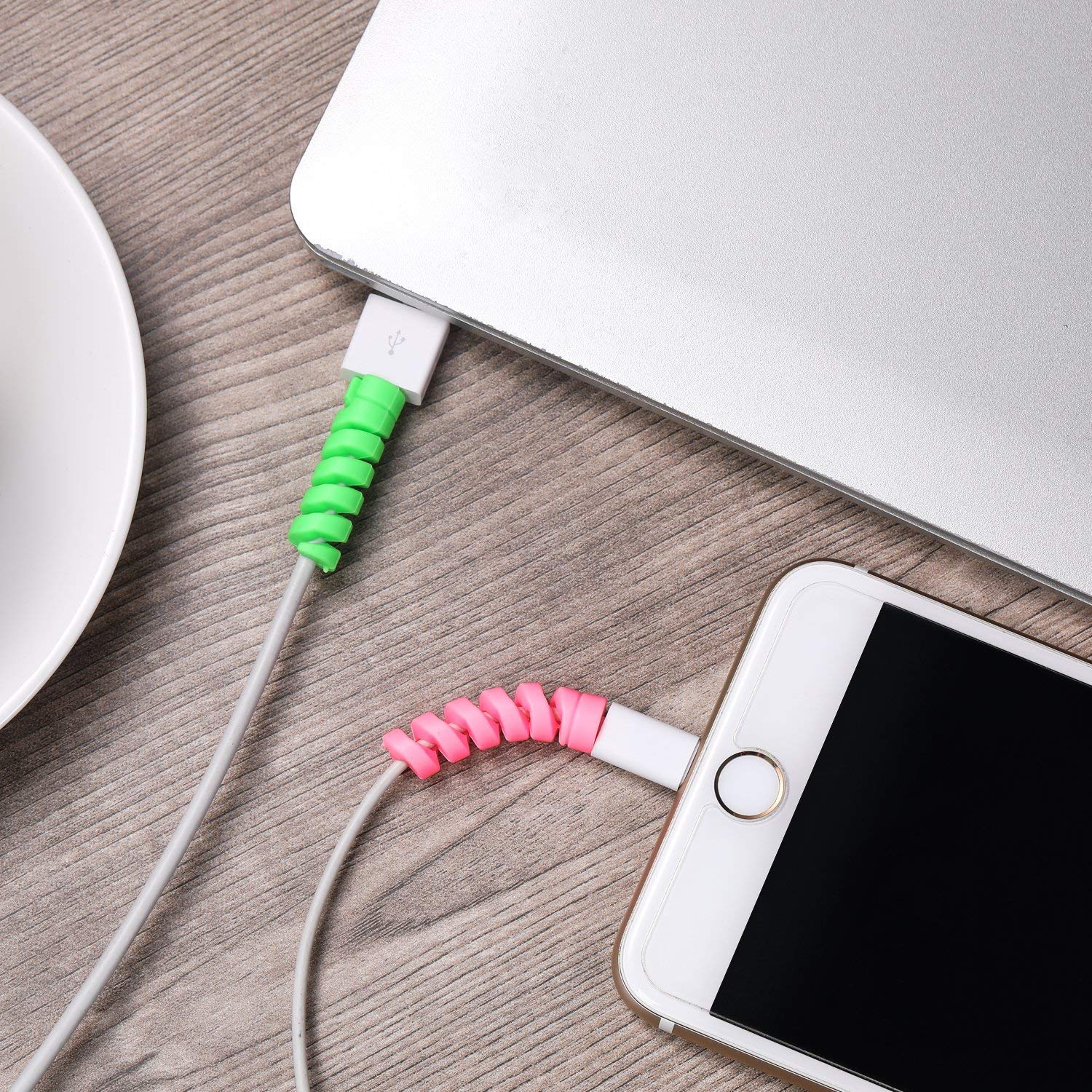 Set of 5 Spiral Cable Protectors, Charging and Data Cables, Earphone Cable Cover | Electronics Accessories | Protects and Organizes Cables, Durable and Flexible Design - Flymaster Shop