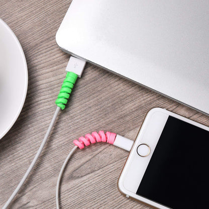 Set of 5 Spiral Cable Protectors, Charging and Data Cables, Earphone Cable Cover | Electronics Accessories | Protects and Organizes Cables, Durable and Flexible Design - Flymaster Shop