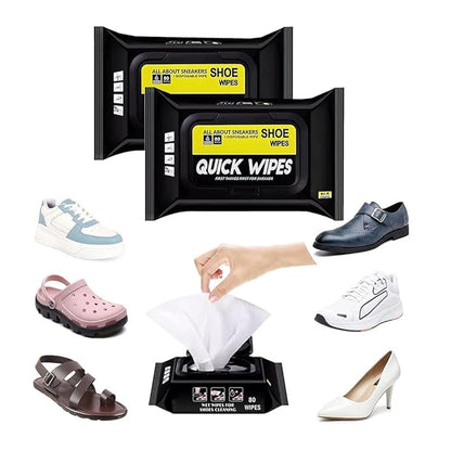 Shoe Wipes Pack of 2 (80 + 80 Wipes) – Instant Sneaker Cleaner, Quick Dirt & Stain Removal, Shoe Wipes for Sneakers, Easy-to-Use Cleaning Kit for Shoes and Sneakers (160 Wipes Total). - Flymaster Shop