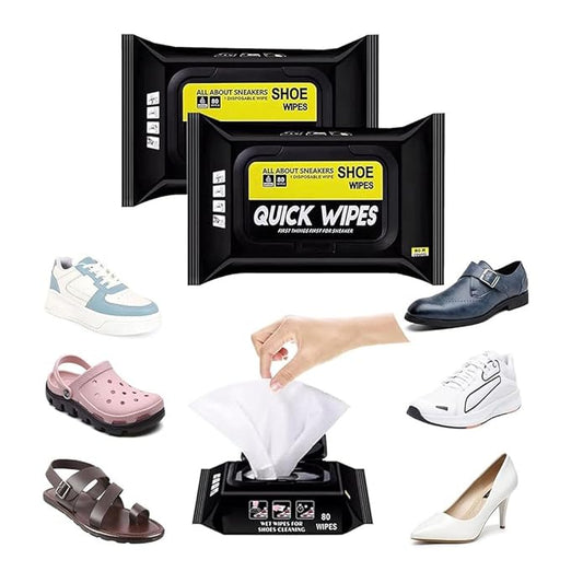 Shoe Wipes Pack of 2 (80 + 80 Wipes) – Instant Sneaker Cleaner, Quick Dirt & Stain Removal, Shoe Wipes for Sneakers, Easy-to-Use Cleaning Kit for Shoes and Sneakers (160 Wipes Total). - Flymaster Shop