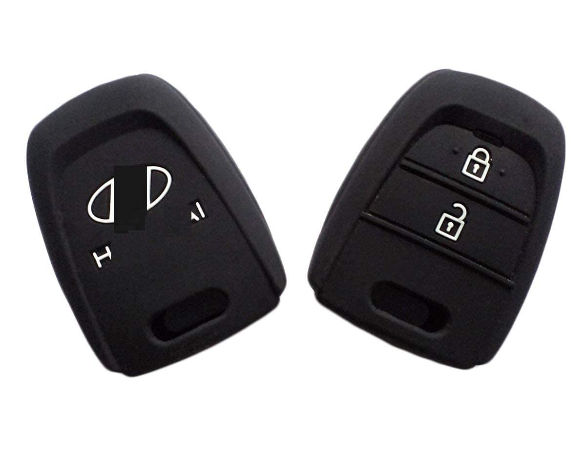 Silicone Car Key Cover for Hyundai Grand i10, Santro, Aura, Xcent – 3 Button Remote (Black) - Flymaster Shop