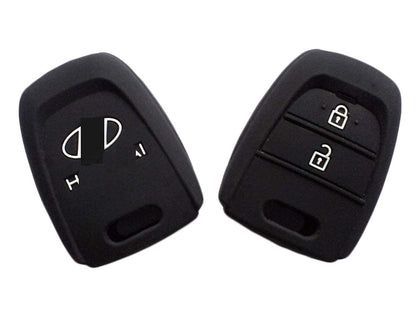 Silicone Car Key Cover for Hyundai Grand i10, Santro, Aura, Xcent – 3 Button Remote (Black) - Flymaster Shop