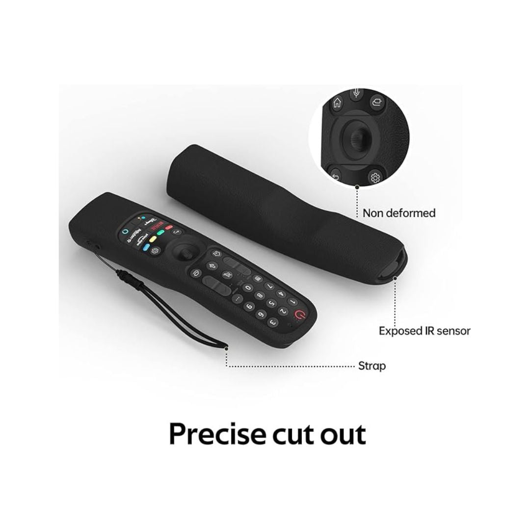 Silicone Case for LG Magic Remote AN-MR21GA MR22GA MR23GA - Protective Cover with Loop (Black) - Flymaster Shop