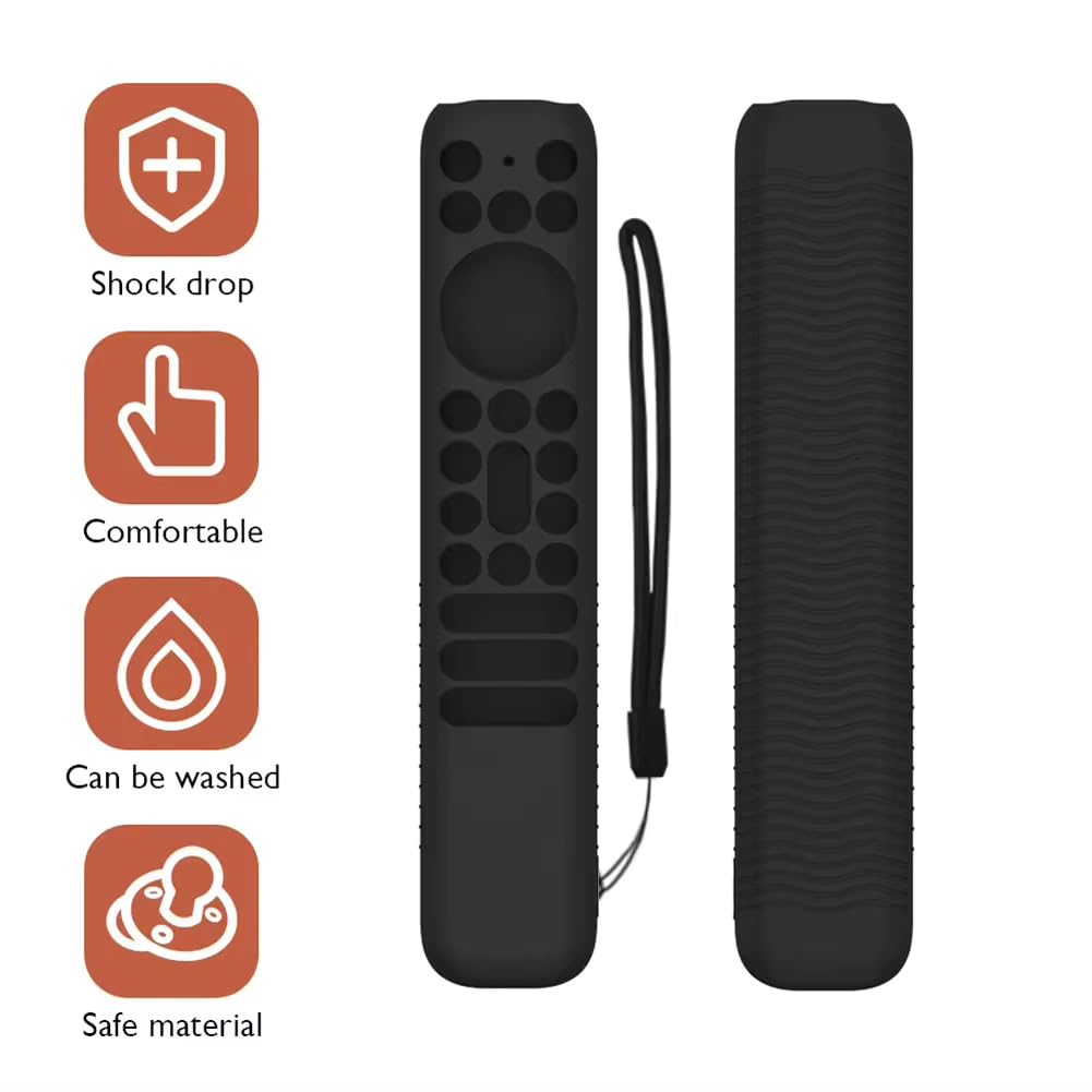 Silicone Case for TCL Remote 902V - Protective TV Remote Cover with Loop (Black) - Flymaster Shop