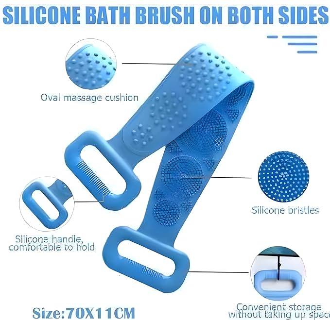Silicone Double-Sided Exfoliating Body Scrubber Belt for Shower & Bath - Removable Chopping Belt for Skin Exfoliation & Cleansing. - Flymaster Shop
