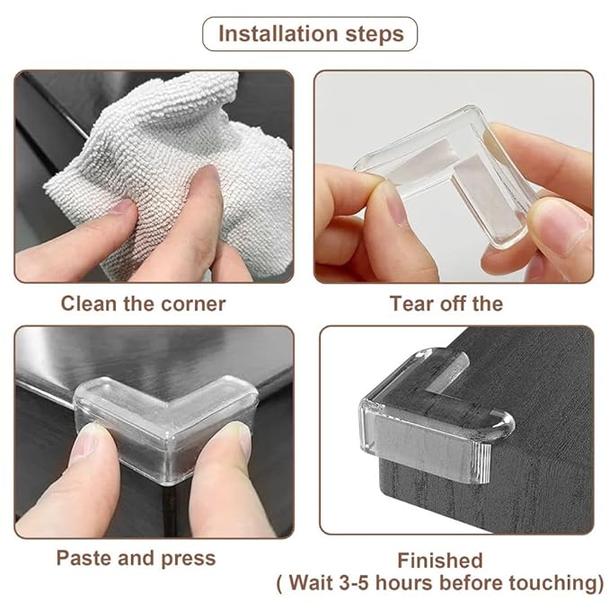 Silicone Edge Protectors for Furniture - Transparent Gel Table Corner Guards, Soft PVC Baby Safety Corner Protectors for Sharp Edges Pack of 8 (White). - Flymaster Shop