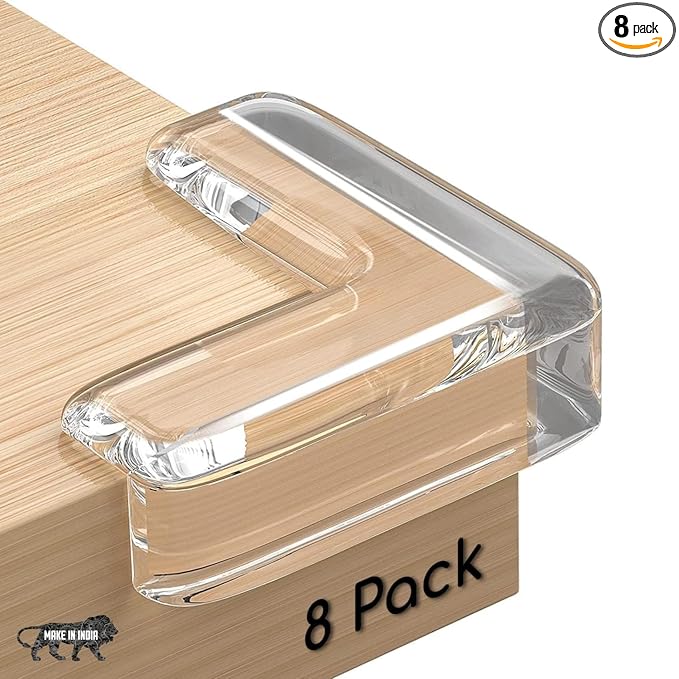 Silicone Edge Protectors for Furniture - Transparent Gel Table Corner Guards, Soft PVC Baby Safety Corner Protectors for Sharp Edges Pack of 8 (White). - Flymaster Shop