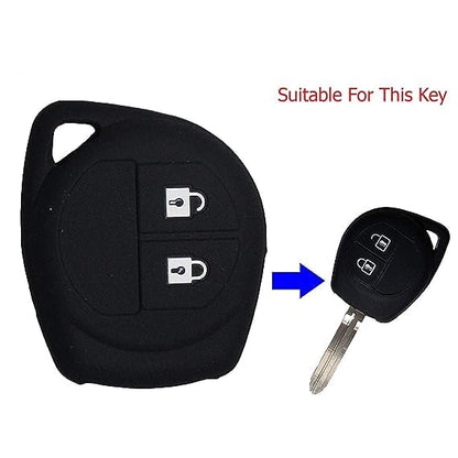 Silicone Key Cover for Maruti Suzuki Swift – 2-Button Remote Key (Black) - Flymaster Shop