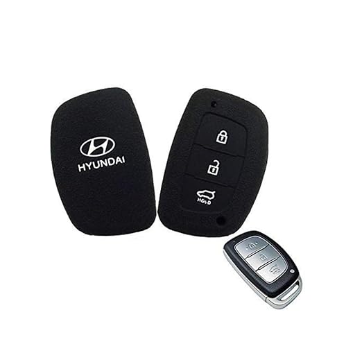 Silicone Rubber Car Key Cover for Hyundai Creta / i20 Elite – Black | Premium Protection & Durability (Pack of 1) - Flymaster Shop