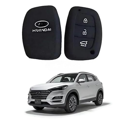 Silicone Rubber Car Key Cover for Hyundai Creta / i20 Elite – Black | Premium Protection & Durability (Pack of 1) - Flymaster Shop