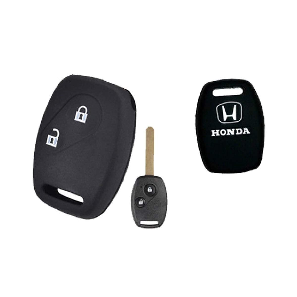 Soft Silicone Car Key Cover for Honda City, Civic, Jazz, Brio, Amaze (Old Model) – 2 Button | Black - Flymaster Shop