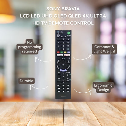 Sony Bravia TV Remote Control – Compatible with LCD, LED, UHD, OLED, QLED, and 4K Ultra HD TVs - Flymaster Shop