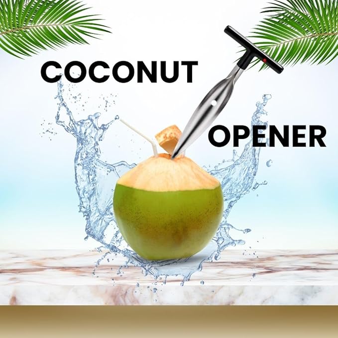 Stainless Steel Coconut Opener Tool – Coconut Driller, Knife, and Water Extraction Opener Machine for Easy and Quick Coconut Water Access (Pack of 1) - Flymaster Shop