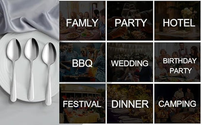 Stainless Steel Dinner Spoon/Table Spoon Set (Medium, Set of 12) – Durable and Elegant Teaspoons for Daily Use - Flymaster Shop